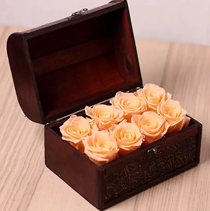 Peach Forever Roses in Treasure Box