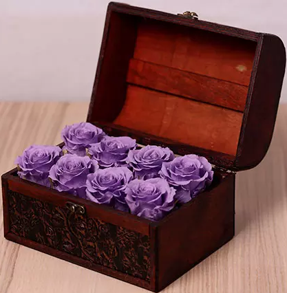 Purple Forever Roses in Treasure Box